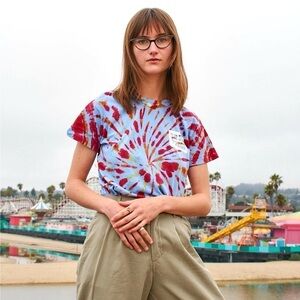 BIG BUD PRESS 70s‎ Graphic Logo Tie Dye Print Cotton Short Sleeve Tee Shirt XXS